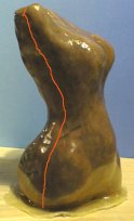Trait de division dessiné sur le moule en latex
