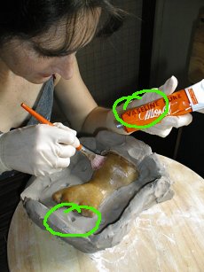 Application de vaseline comme agent séparateur